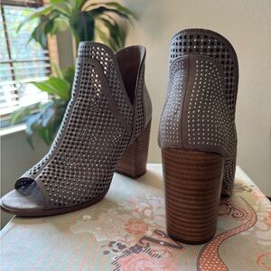 Stylish Gray Peep-Toe Ankle Boots
